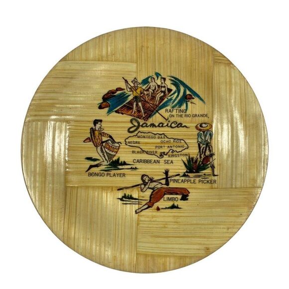 Jamaica Rafting On The Rio Grande Bamboo Plate 4” Set Of 4 Small Bowls Coaster - Picture 2 of 5